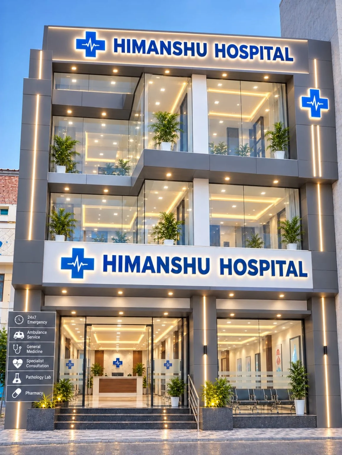 Himanshu Hospital exterior promotional visual