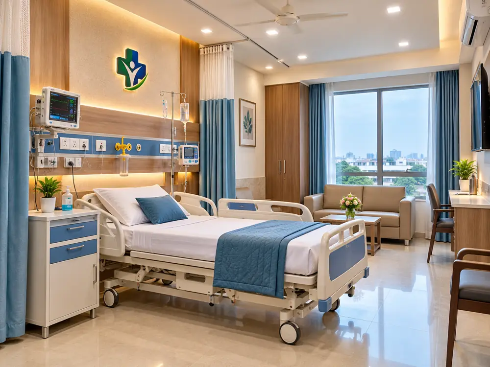 Visual depicting a patient room environment